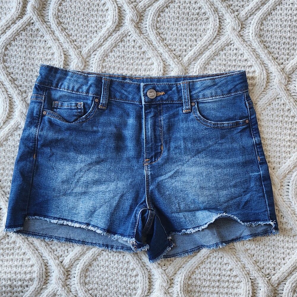 Kids Wonder Nation Adjustable Waist Raw Hem Jean Shorts Size 14